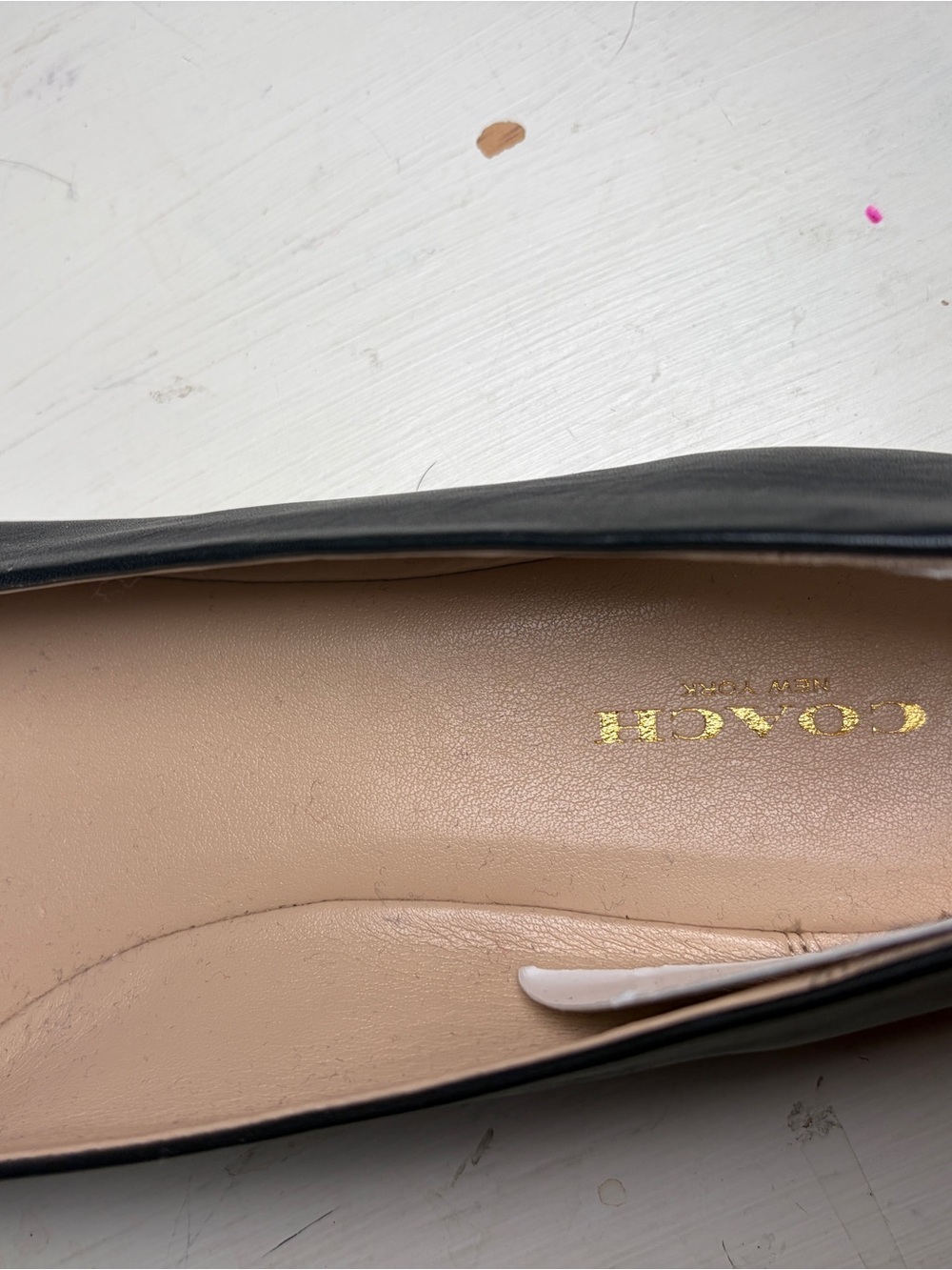 Coach Alice Natural Cow Black Leather Ballet Flats with Gold-Tone Hardware - Picture 6 of 7